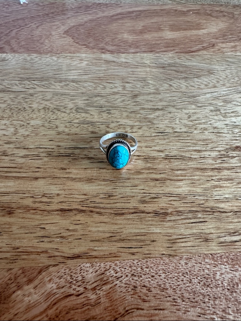 Sterling Silver Turquoise Oval Ring - Blue Gemstone